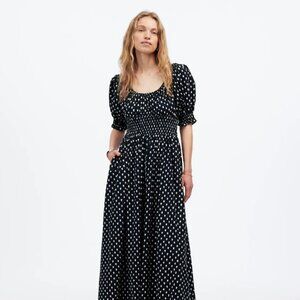 Madewell Smocked-Waist Midi Dress in Shibori Dot Print (BRAND NEW-- with tags)